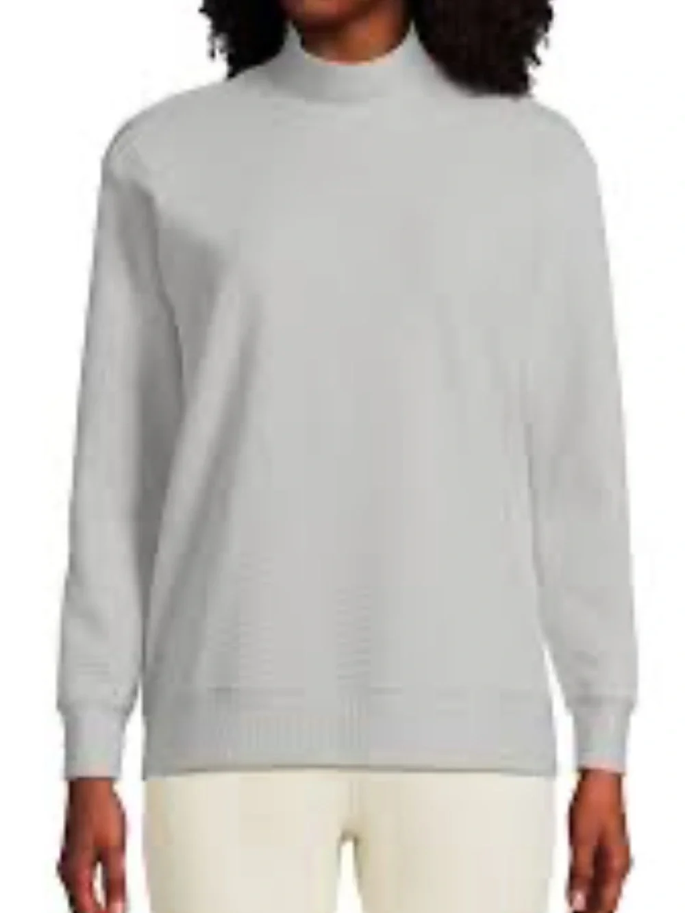 Lands End women’s Light Gray Mock Neck cabincore Sweater size Small